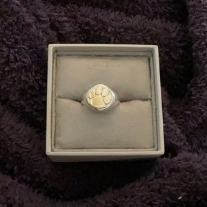 14K Gold Filled Clemson University Tiger Paw on Sterling Silver Signet Ring